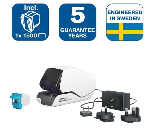 Nietmachine Rapid Supreme contactloos elektrisch 5025e 25 vel wit