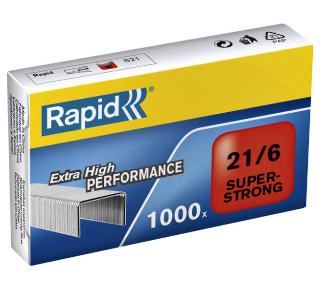 Nieten Rapid 21/6 gegalvaniseerd super strong 1000 stuks