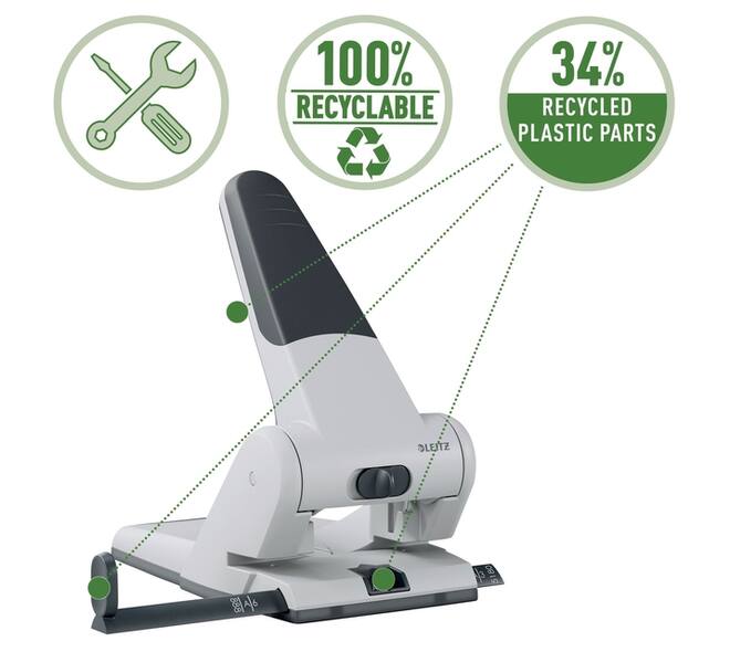 Perforator Leitz 5180 heavy duty 65 vel zilver
