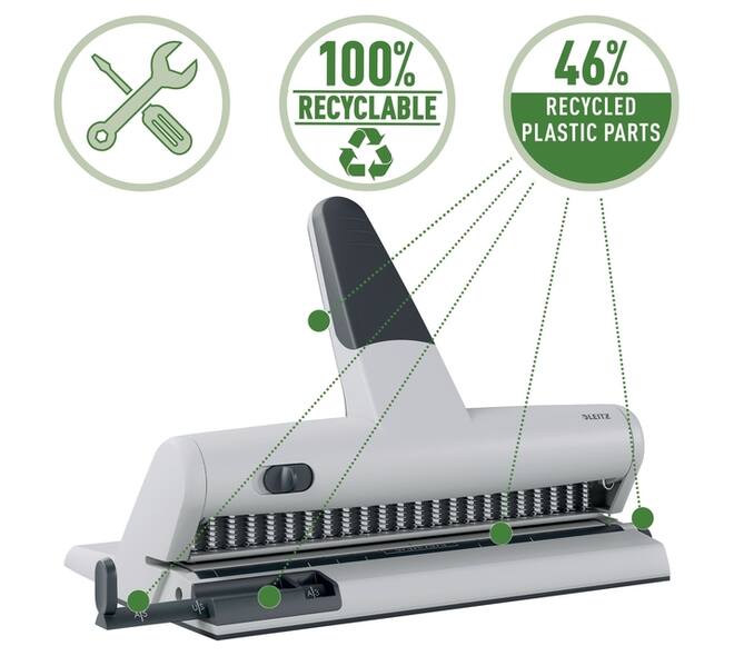 Perforator Leitz 5115 heavy duty 23 gaats zilver