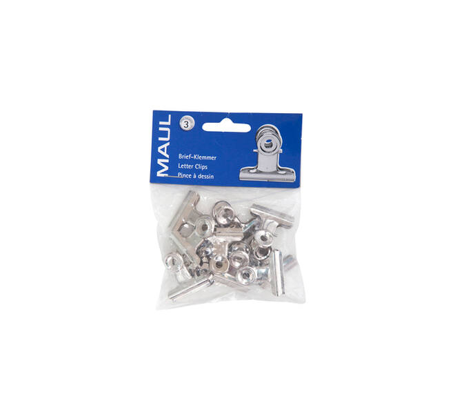 Papierklem MAUL Bulldog 30mm capaciteit 10mm zilver 10 stuks