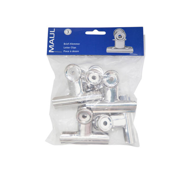 Papierklem MAUL Bulldog 70mm capaciteit 40mm zilver 5 stuks