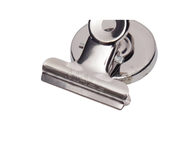 Papierklem MAUL Bulldog met magneet 30mm zilver 2 stuks