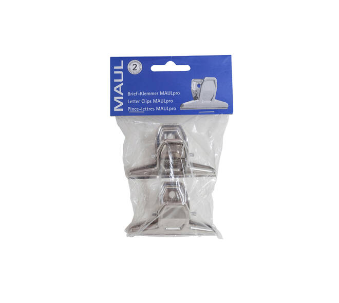 Papierklem MAUL Pro 75mm capaciteit 20mm zilver 2 stuks