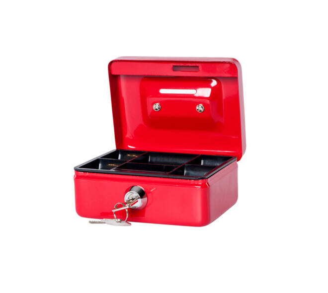 Geldkist MAUL met muntgleuf en slot 125x95x60mm rood