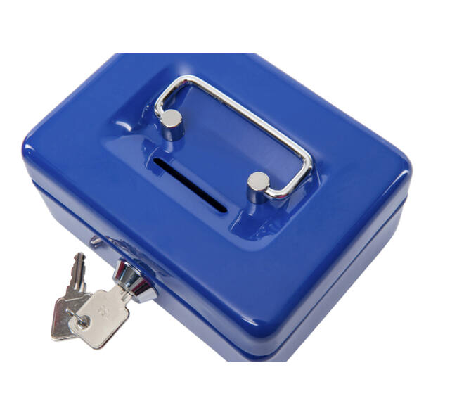 Geldkist MAUL met muntgleuf en slot 125x95x60mm blauw
