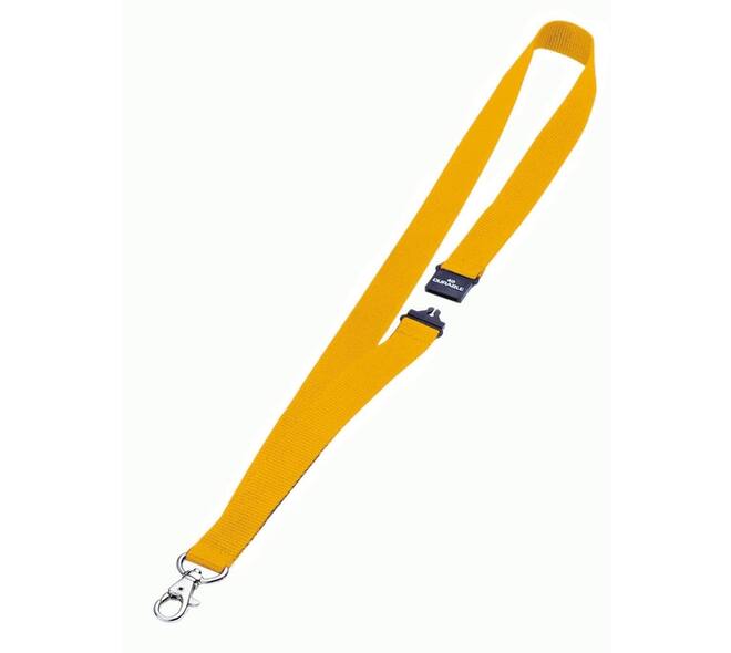 Textielkoord Durable 8137 met karabijnhaak geel
