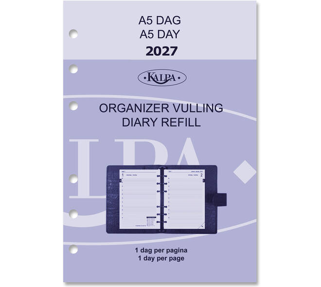 Agendavulling 2027 Kalpa A5 1dag/1pagina