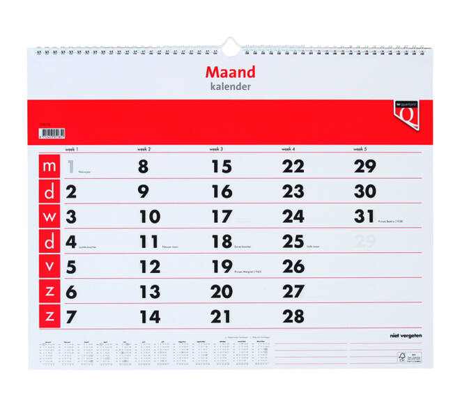 Maandkalender 2027 Quantore