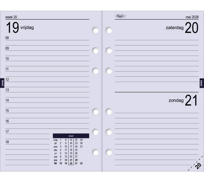 Agendavulling 2027 Kalpa Senior 1dag/1pagina