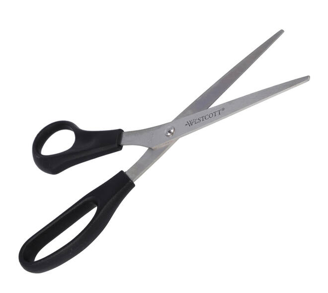 Kantoorschaar Westcott 210mm met kunststof grip linkshandig rvs