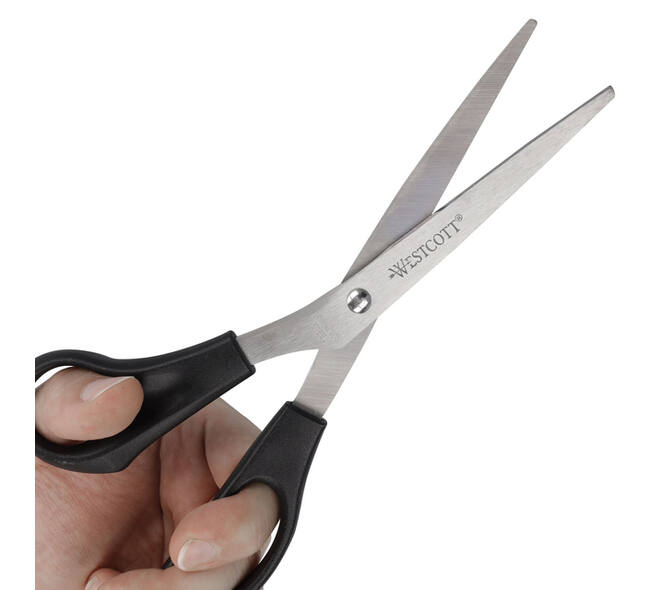 Kantoorschaar Westcott 210mm met kunststof grip linkshandig rvs