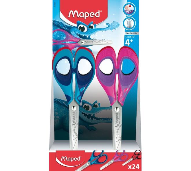 Schaar Maped Essentials Soft 13cm display á 24 stuks assorti