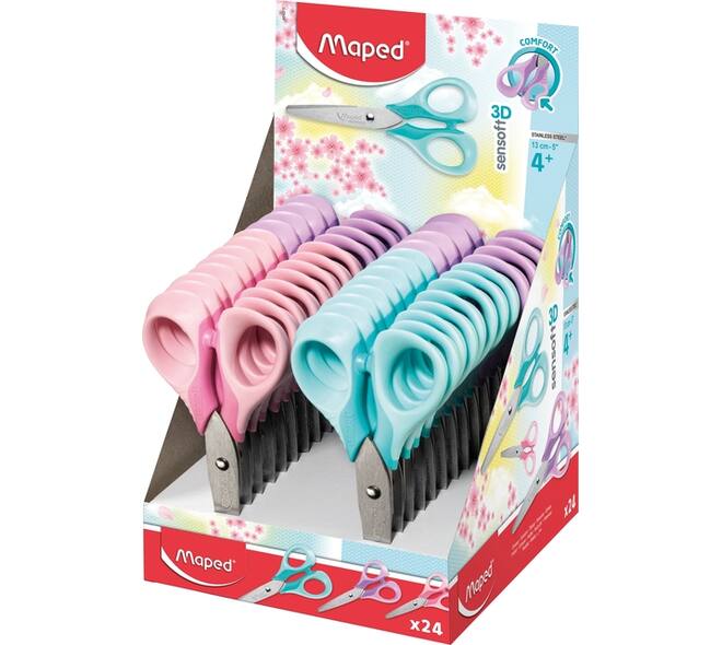Schaar Maped Sensoft 13cm display á 24 pastel assorti