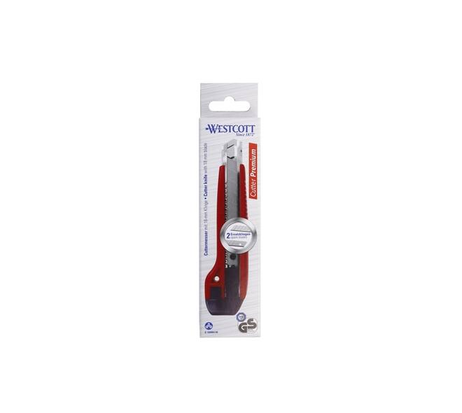 Snijmes Westcott premium 18mm met schuifsluiting rood