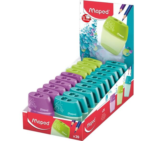 Puntenslijper Maped Shaker 2-gaats display à 20 stuks assorti