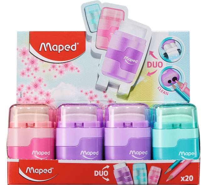 Puntenslijper Maped Connect 2-gaats met gum pastel assorti