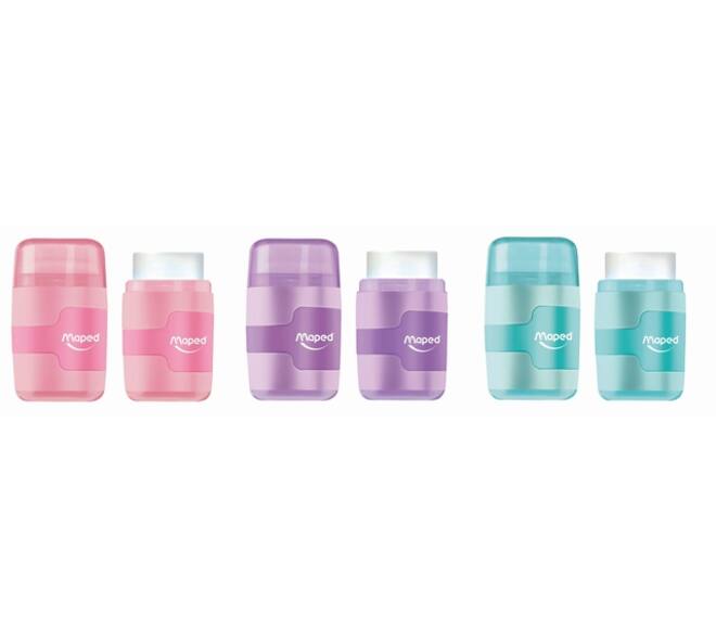 Puntenslijper Maped Connect 2-gaats met gum pastel assorti