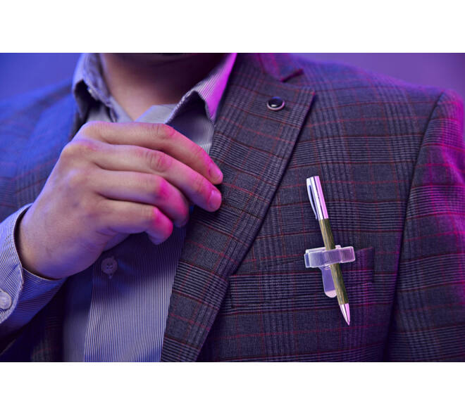 Penhouder Terry clip voor 3 pennen/potloden zilverkleurig