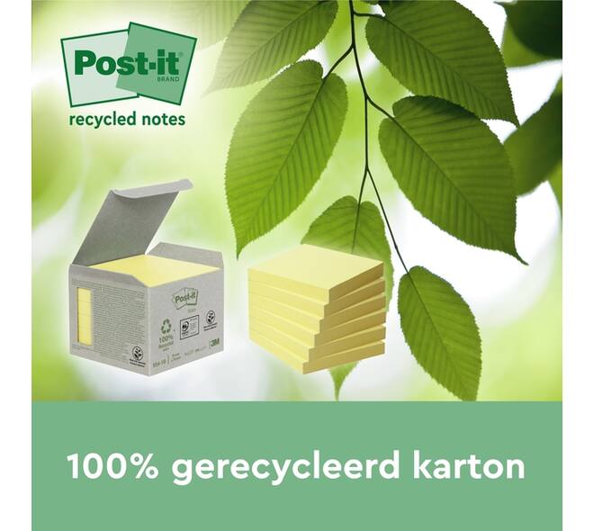 Memoblok Post-it Z-Note R330-1T 76x76mm recycled geel 16 stuks