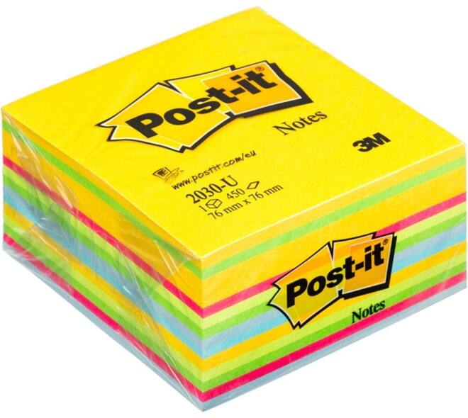 Memoblok Post-it 2030 76x76mm kubus ultra assorti