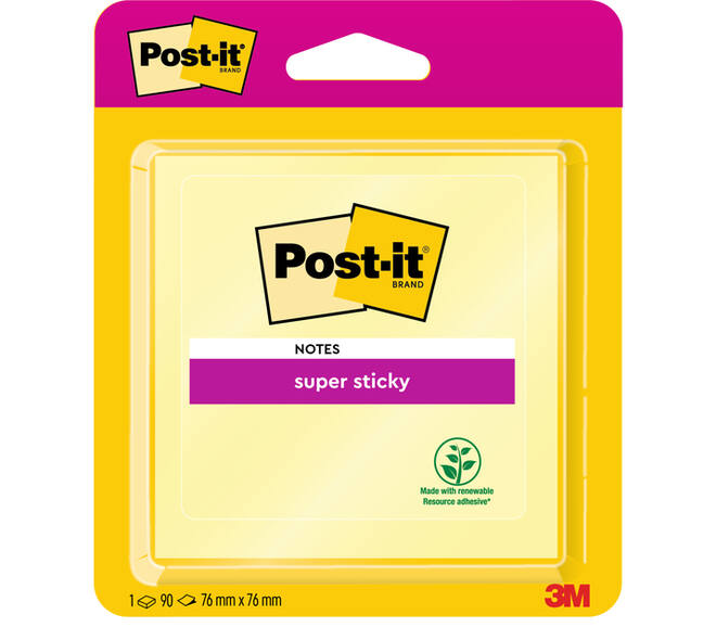 Memoblok Post-it 6920 Super Sticky 76x76mm geel