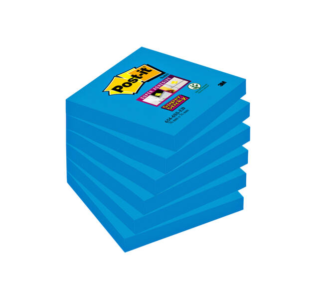 Memoblok Post-it 654 Super Sticky 76x76mm blauw 90 vel