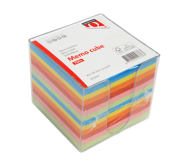 Memokubus Quantore 90x90mm transparant assorti