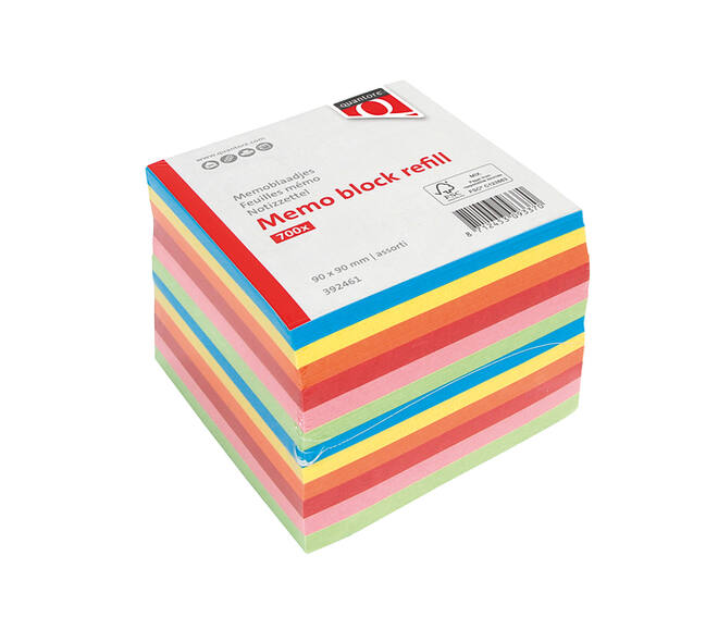 Memoblok Quantore 90x90mm 700vel losbladig assorti