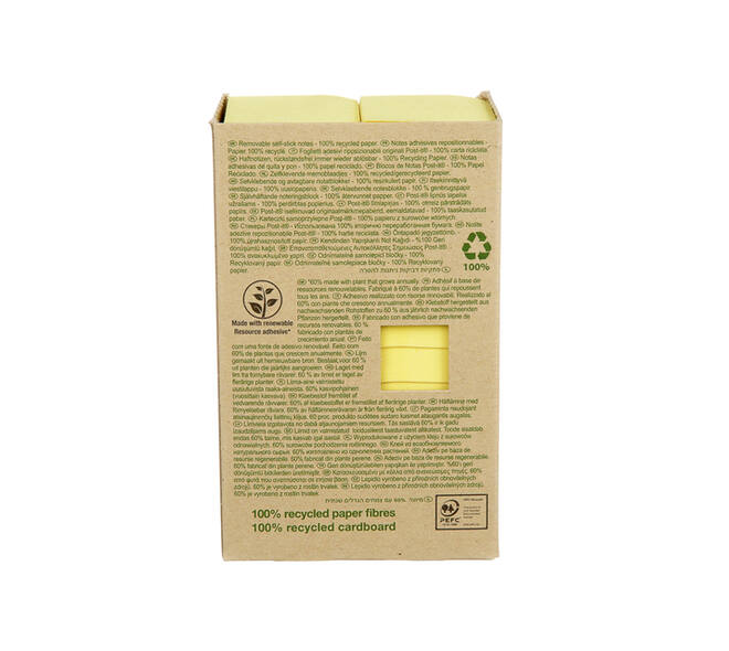 Memoblok Post-it 653 38x51mm recycled geel 24 stuks