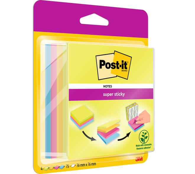 Memoblok Post-it 2014 Super Sticky 76x76mm smart kubus Rio 300 vel
