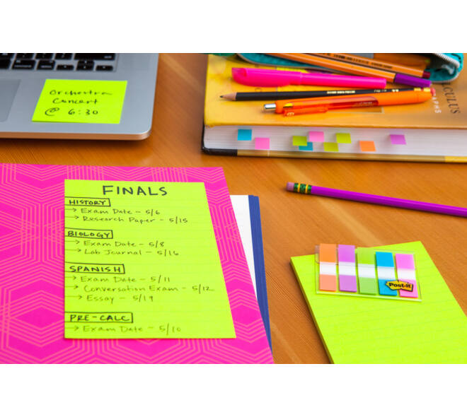 Memoblok Post-it 660 Super Sticky 102x152mm lijn rainbow 3 stuks