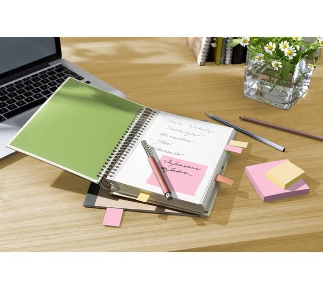 Memoblok Post-it 654-1B 76x76mm recycled geel 6 stuks