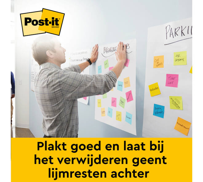 Meeting chart Post-it 566 Super Sticky 50.8x58.4cm wit incl Command bevestigingsstrip 2 stuks