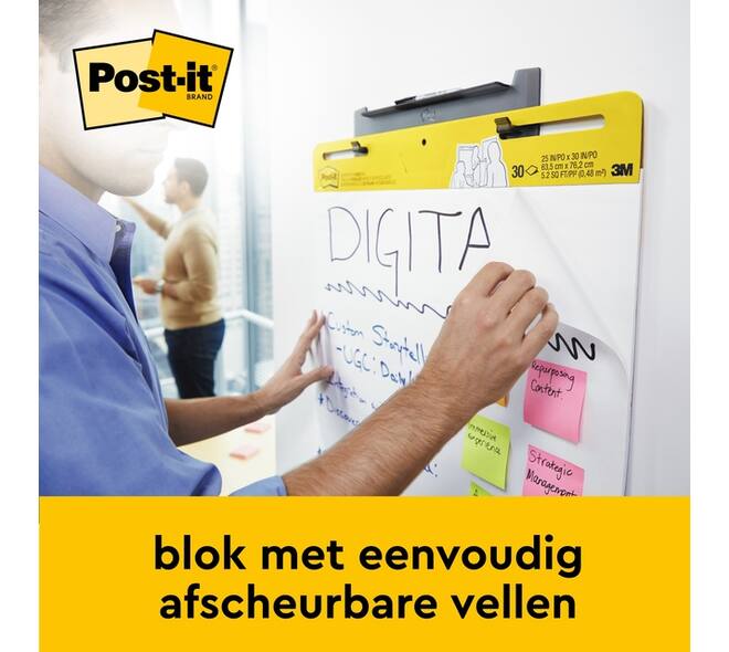 Meeting chart Post-it 566 Super Sticky 50.8x58.4cm wit incl Command bevestigingsstrip 2 stuks