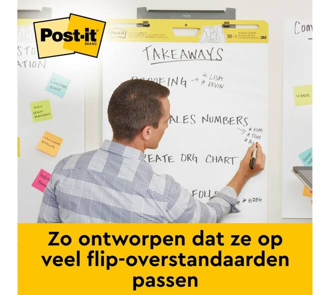 Meeting chart Post-it 563R Super Sticky 50,8x58,4cm met tafelstandaard wit 20 vel