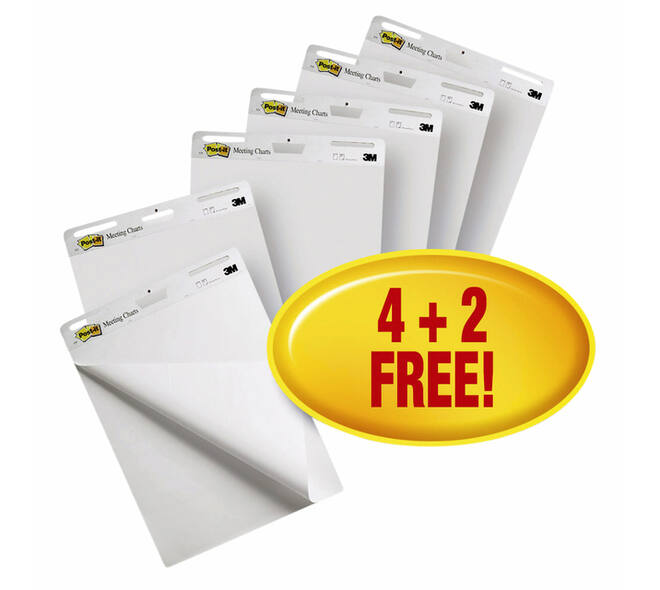 Meeting chart Post-it 559 Super Sticky 63.5x76.2mm wit 4+2 gratis