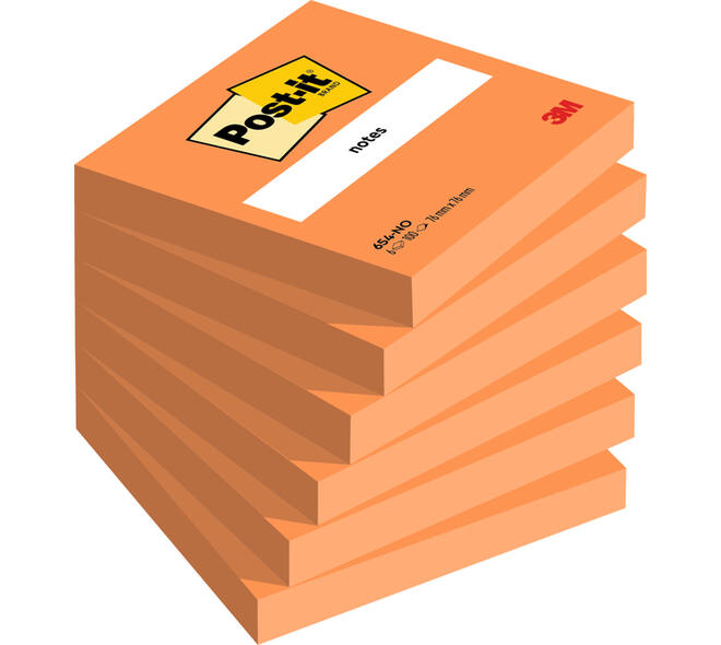 Memoblok Post-it 654 76x76mm oranje 100 vel