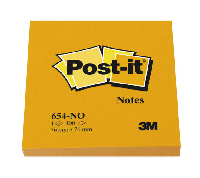 Memoblok Post-it 654 76x76mm oranje 100 vel