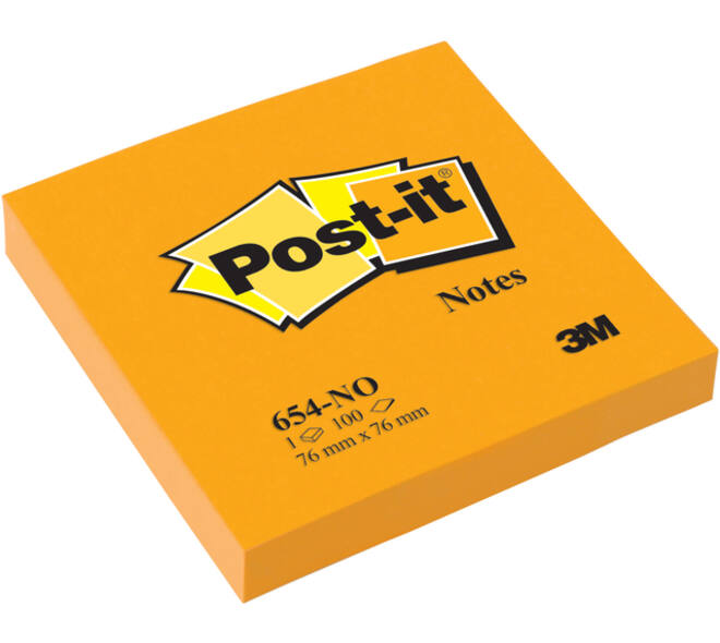 Memoblok Post-it 654 76x76mm oranje 100 vel