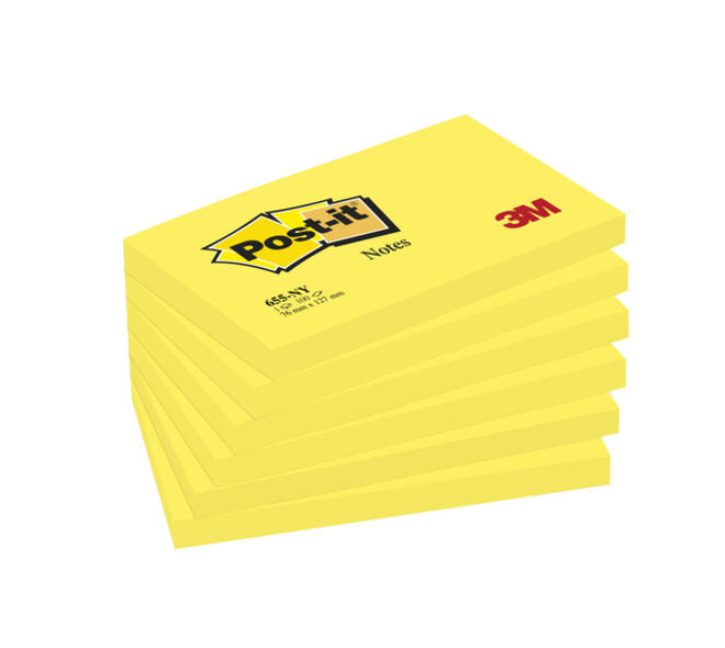 Memoblok Post-it 655 76x127mm 100 vel per blok neon geel