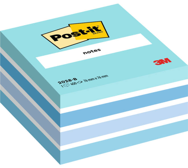 Memoblok Post-it 2028 76x76mm kubus pastel blauw