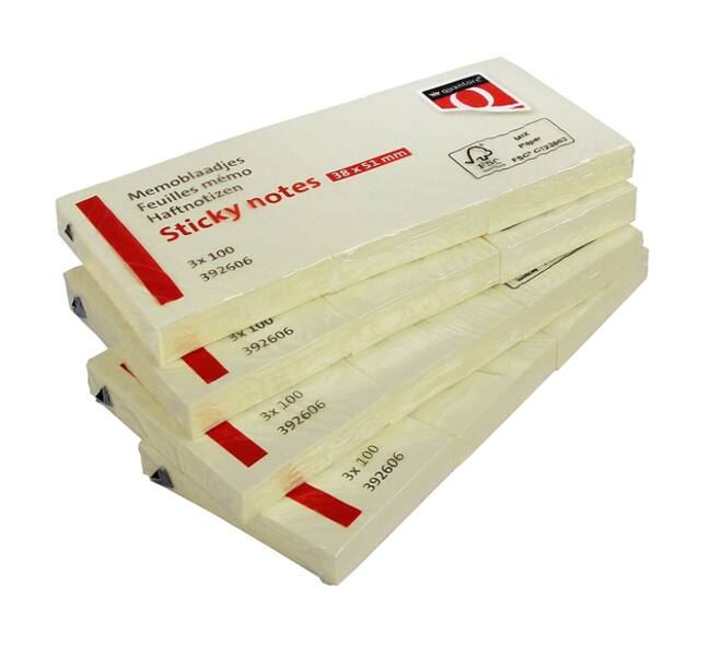 Memoblok Quantore 38x51mm geel 3 stuks