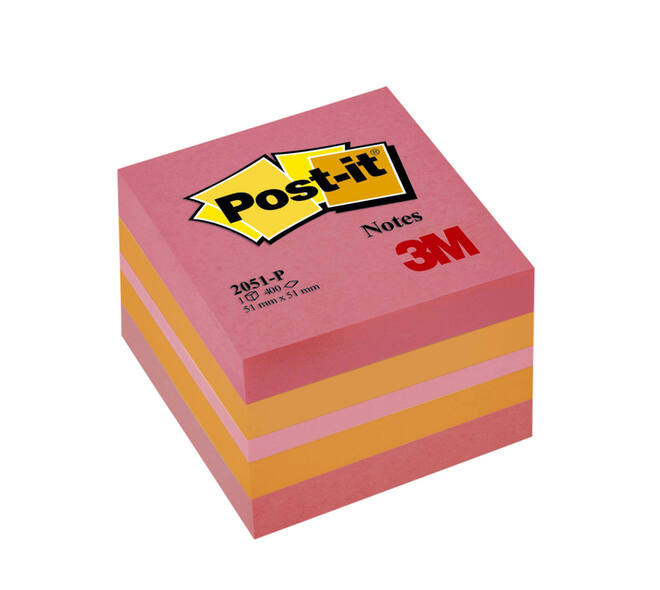 Memoblok Post-it 2051 51x51mm kubus roze