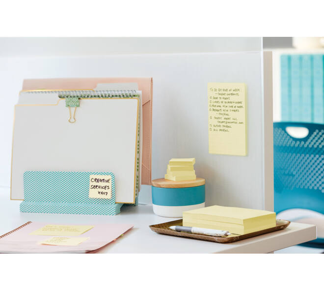Memoblok Post-it 654 Super Sticky 76x76mm geel 14+2 gratis