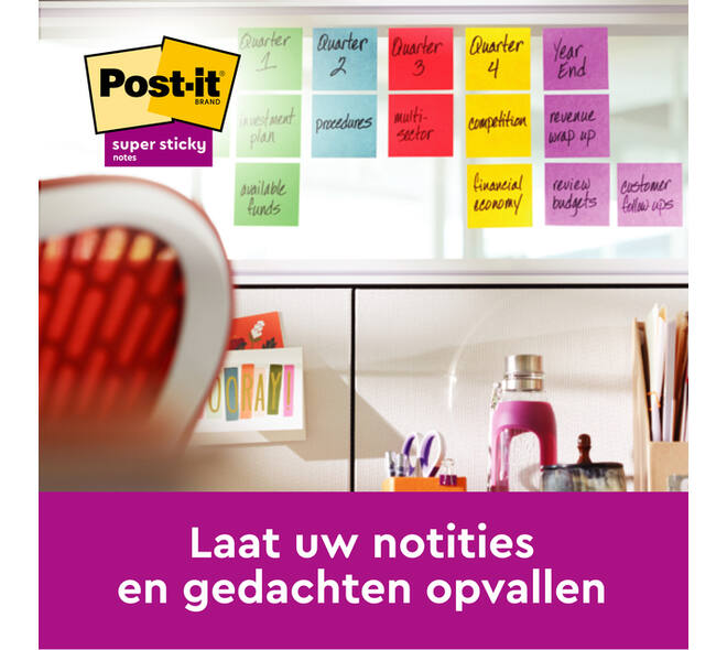 Memoblok Post-it 2028 Super Sticky 76x76mm kubus geel