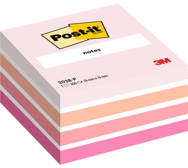 Memoblok Post-it 2028 76x76mm kubus pastel roze