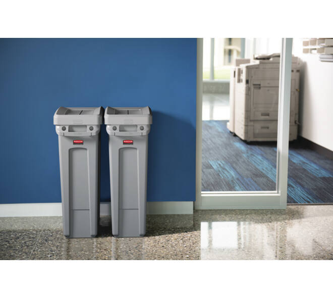 Deksel Rubbermaid Slim Jim Vented gesloten met swingsysteem grijs