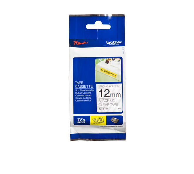 Labeltape Brother P-touch TZe-S231 extra sterk klevend 12mm zwart op wit