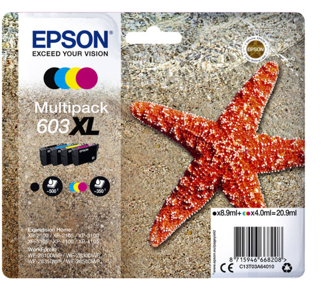 Inktcartridge Epson 603XL T03A6 zwart + 3 kleuren